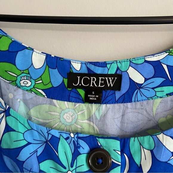 J. Crew Button-front 100% cotton shift dress in cobalt floral Small NWT - Picture 2 of 8